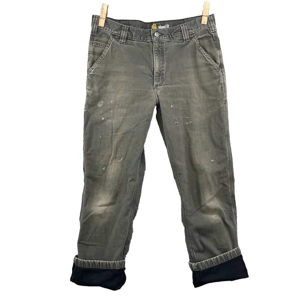 Carhartt Knit Lined Pant Men's 32x28* Carpenter Rugged Flex Logger Workwear Camp